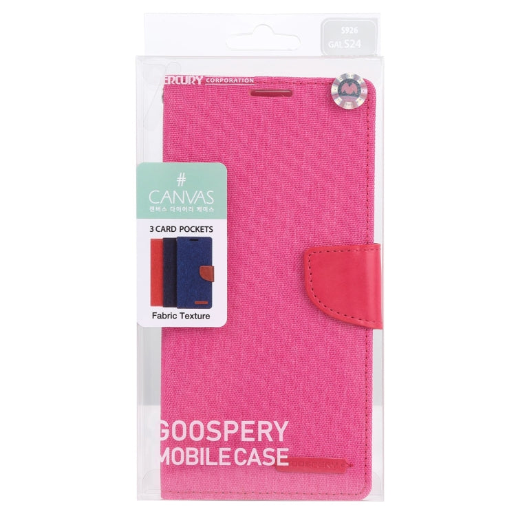 For Samsung Galaxy S24 5G GOOSPERY CANVAS DIARY Fabric Texture Flip Leather Phone Case(Rose Red) - HoMEdemic™ 