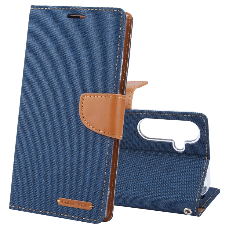For Samsung Galaxy S24 5G GOOSPERY CANVAS DIARY Fabric Texture Flip Leather Phone Case(Navy Blue) - HoMEdemic™ 