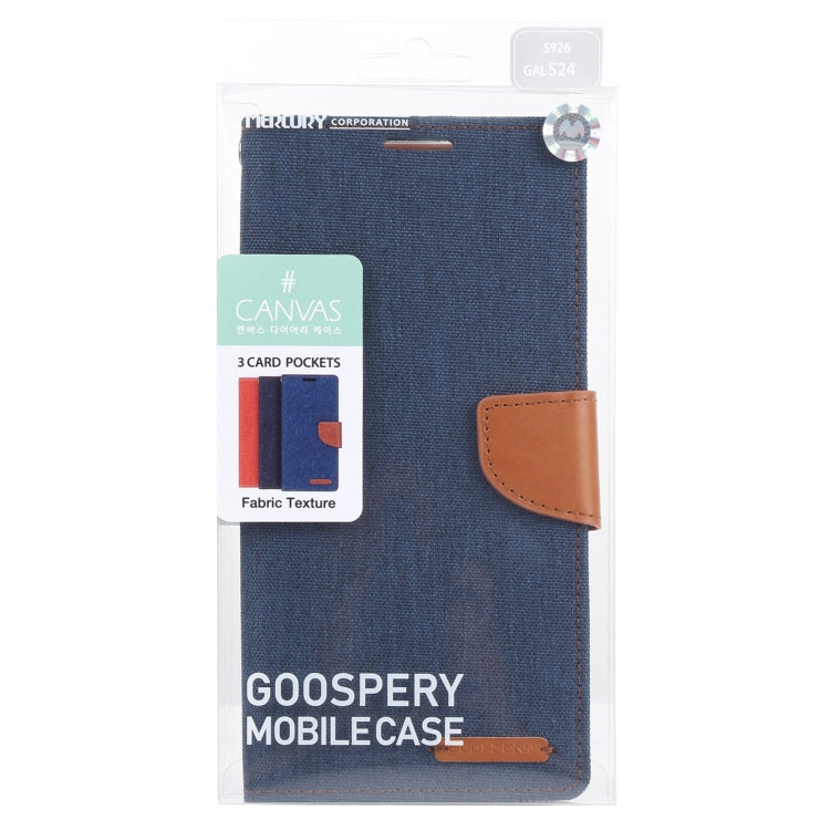 For Samsung Galaxy S24 5G GOOSPERY CANVAS DIARY Fabric Texture Flip Leather Phone Case(Navy Blue) - HoMEdemic™ 