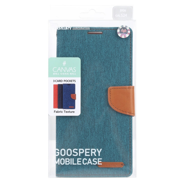 For Samsung Galaxy S24 5G GOOSPERY CANVAS DIARY Fabric Texture Flip Leather Phone Case(Green) - HoMEdemic™ 