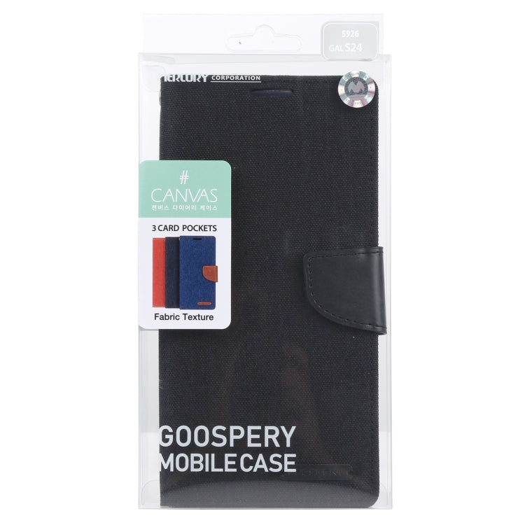 For Samsung Galaxy S24 5G GOOSPERY CANVAS DIARY Fabric Texture Flip Leather Phone Case(Black) - HoMEdemic™ 