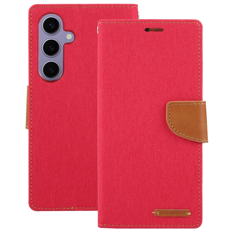 For Samsung Galaxy S24 5G GOOSPERY CANVAS DIARY Fabric Texture Flip Leather Phone Case(Red) - HoMEdemic™ 