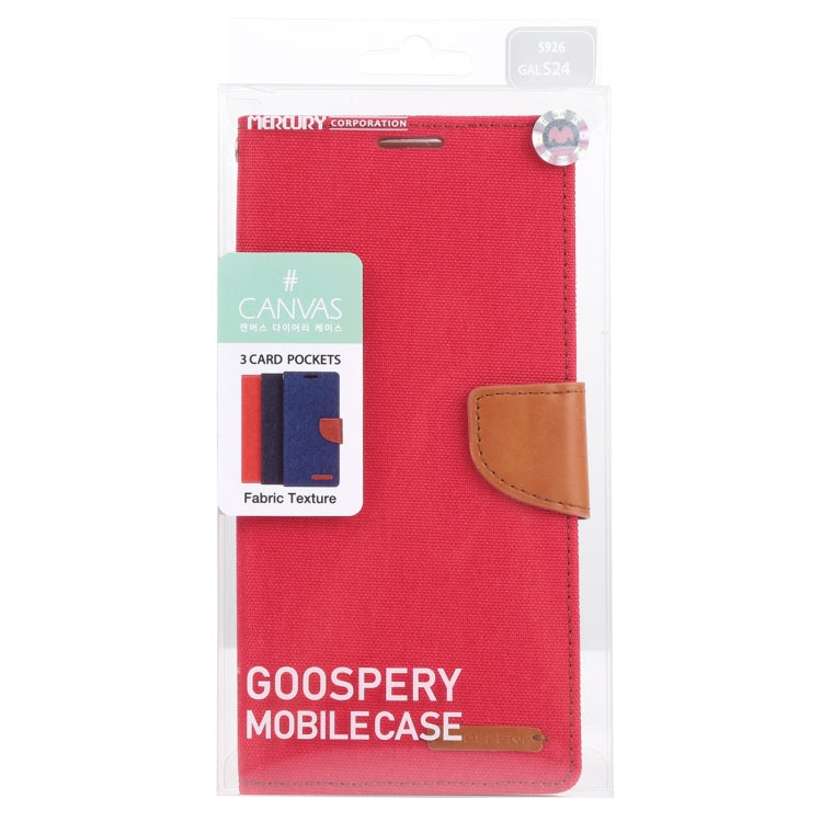For Samsung Galaxy S24 5G GOOSPERY CANVAS DIARY Fabric Texture Flip Leather Phone Case(Red) - HoMEdemic™ 