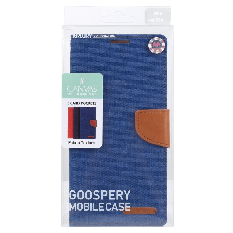 For Samsung Galaxy S24 5G GOOSPERY CANVAS DIARY Fabric Texture Flip Leather Phone Case(Blue) - HoMEdemic™ 