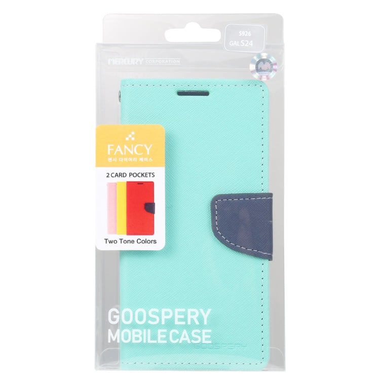 For Samsung Galaxy S24 5G GOOSPERY FANCY DIARY Cross Texture Leather Phone Case(Mint Green) - HoMEdemic™ 