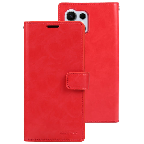 For Samsung Galaxy S24 Ultra 5G GOOSPERY MANSOOR DIARY 9 Card Slots Leather Phone Case(Red) - HoMEdemic™ 