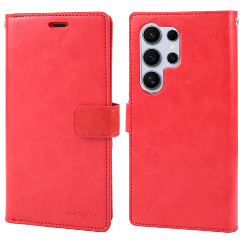 For Samsung Galaxy S24 Ultra 5G GOOSPERY MANSOOR DIARY 9 Card Slots Leather Phone Case(Red) - HoMEdemic™ 