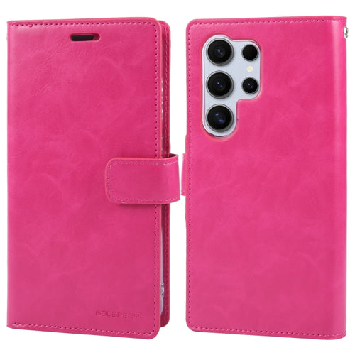 For Samsung Galaxy S24 Ultra 5G GOOSPERY MANSOOR DIARY 9 Card Slots Leather Phone Case(Rose Red) - HoMEdemic™ 