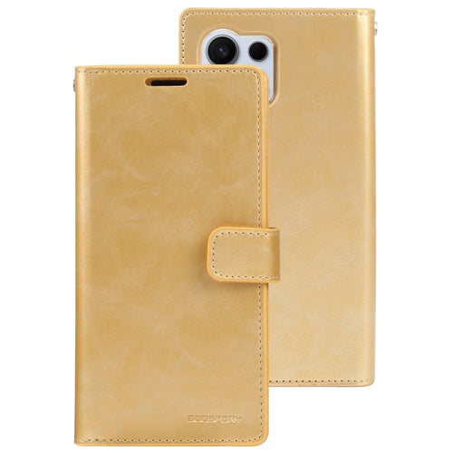 For Samsung Galaxy S24 Ultra 5G GOOSPERY MANSOOR DIARY 9 Card Slots Leather Phone Case(Gold) - HoMEdemic™ 