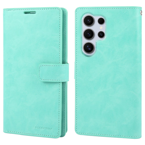 For Samsung Galaxy S24 Ultra 5G GOOSPERY MANSOOR DIARY 9 Card Slots Leather Phone Case(Mint Green) - HoMEdemic™ 