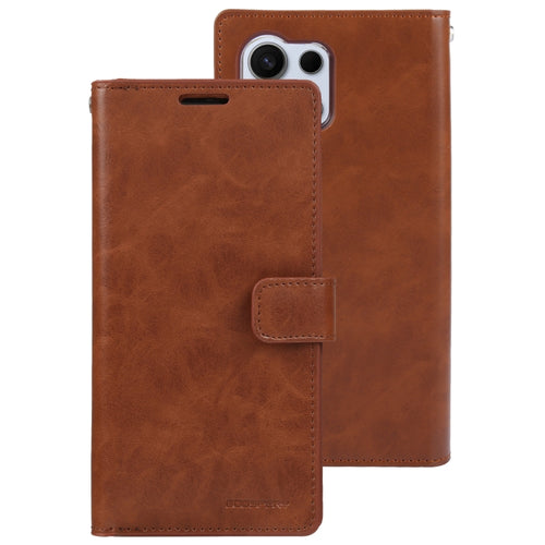 For Samsung Galaxy S24 Ultra 5G GOOSPERY MANSOOR DIARY 9 Card Slots Leather Phone Case(Brown) - HoMEdemic™ 