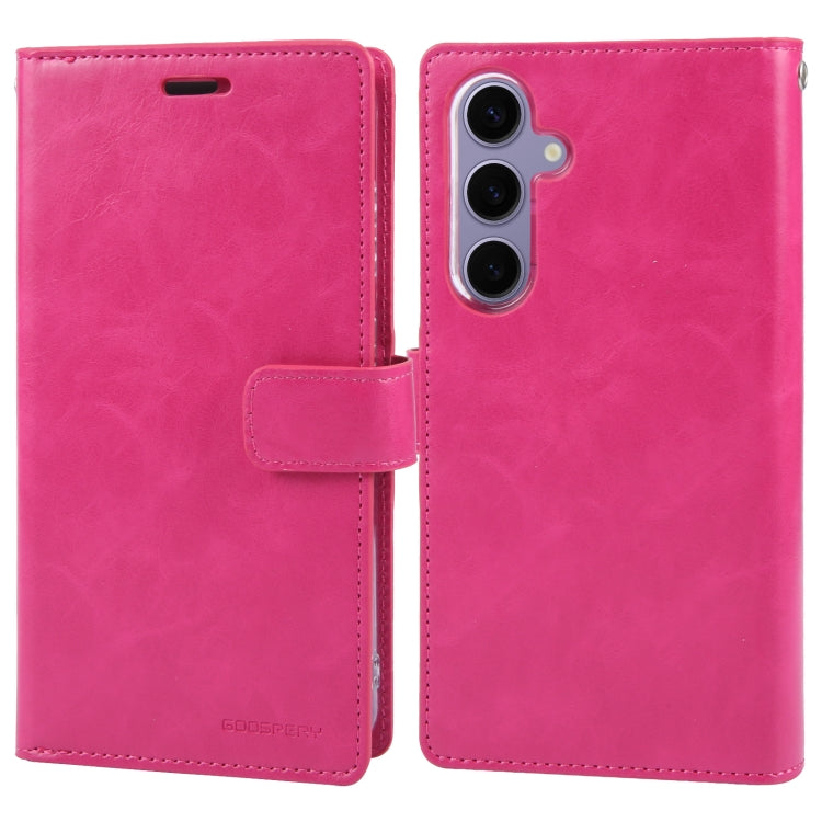 For Samsung Galaxy S24 5G GOOSPERY MANSOOR DIARY 9 Card Slots Leather Phone Case(Rose Red) - HoMEdemic™ 