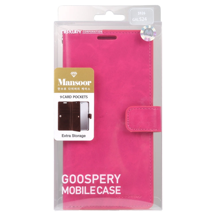 For Samsung Galaxy S24 5G GOOSPERY MANSOOR DIARY 9 Card Slots Leather Phone Case(Rose Red) - HoMEdemic™ 