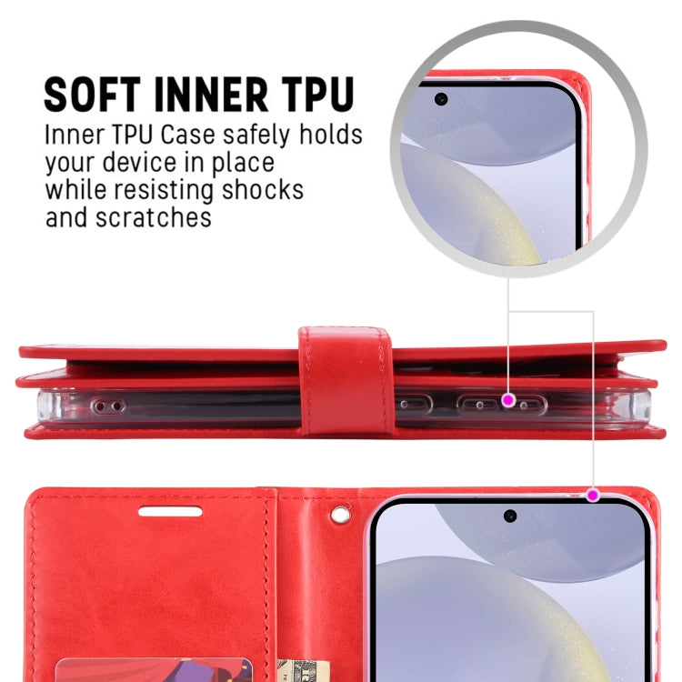 For Samsung Galaxy S24 5G GOOSPERY MANSOOR DIARY 9 Card Slots Leather Phone Case(Rose Red) - HoMEdemic™ 