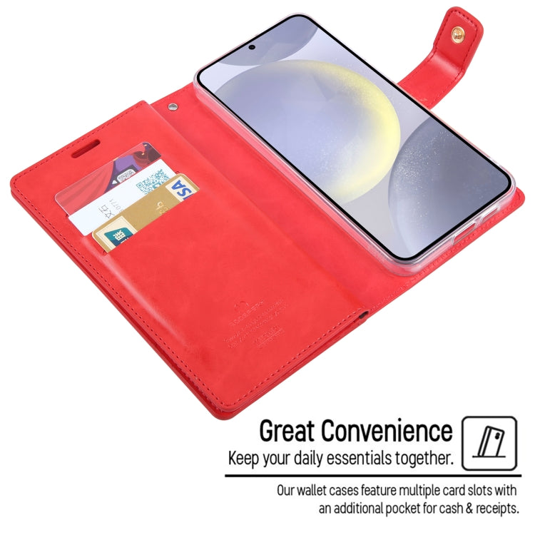 For Samsung Galaxy S24 5G GOOSPERY MANSOOR DIARY 9 Card Slots Leather Phone Case(Rose Red) - HoMEdemic™ 