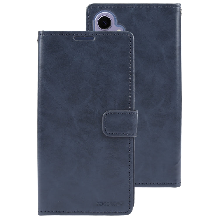 For Samsung Galaxy S24 5G GOOSPERY MANSOOR DIARY 9 Card Slots Leather Phone Case(Dark Blue) - HoMEdemic™ 