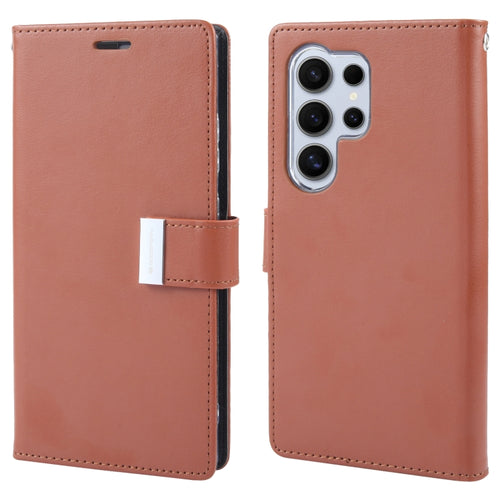 For Samsung Galaxy S24 Ultra 5G GOOSPERY RICH DIARY Crazy Horse Texture Leather Phone Case(Brown) - HoMEdemic™ 