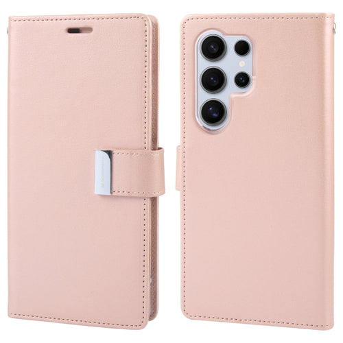 For Samsung Galaxy S24 Ultra 5G GOOSPERY RICH DIARY Crazy Horse Texture Leather Phone Case(Rose Gold) - HoMEdemic™ 