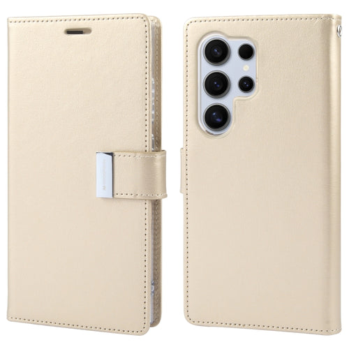 For Samsung Galaxy S24 Ultra 5G GOOSPERY RICH DIARY Crazy Horse Texture Leather Phone Case(Gold) - HoMEdemic™ 