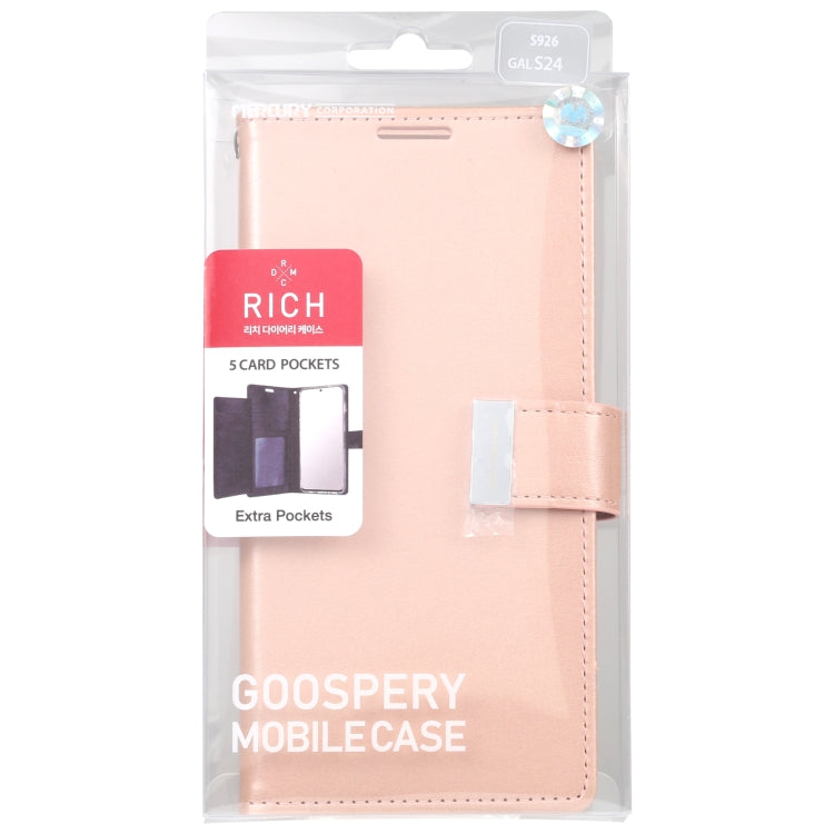 For Samsung Galaxy S24 5G GOOSPERY RICH DIARY Crazy Horse Texture Leather Phone Case(Rose Gold) - HoMEdemic™ 