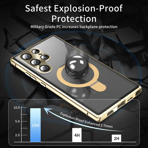 For Samsung Galaxy S24 Ultra 5G MagSafe Magnetic HD Frosted Tempered Glass Holder Phone Case(Gold) - HoMEdemic™ 