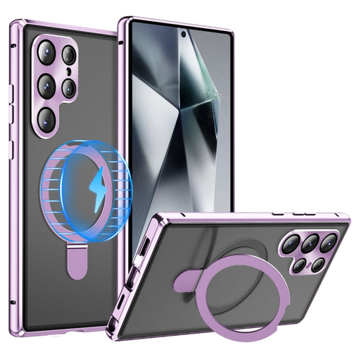 For Samsung Galaxy S24 Ultra 5G MagSafe Magnetic HD Frosted Tempered Glass Holder Phone Case(Purple) - HoMEdemic™ 