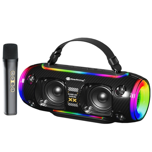 New Rixing NR8806 Portable Outdoor Wireless Bluetooth Speaker RGB Colorful Subwoofer, Style:Single Mic(Black) - HoMEdemic™ 