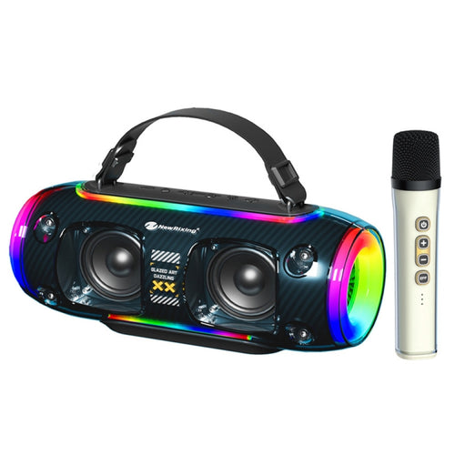 New Rixing NR8806 Portable Outdoor Wireless Bluetooth Speaker RGB Colorful Subwoofer, Style:Single Mic(Blue) - HoMEdemic™ 