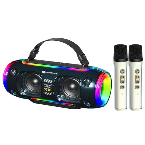 New Rixing NR8806 Portable Outdoor Wireless Bluetooth Speaker RGB Colorful Subwoofer, Style:Dual Mic(Blue) - HoMEdemic™ 