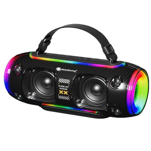 New Rixing NR8806 Portable Outdoor Wireless Bluetooth Speaker RGB Colorful Subwoofer, Style:Without Mic(Black) - HoMEdemic™ 