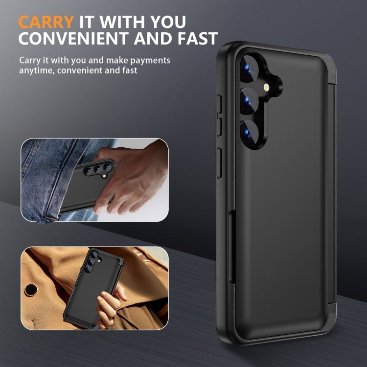 For Samsung Galaxy S24 5G 3 in 1 Flip Holder Phone Case(Black) - HoMEdemic™ 