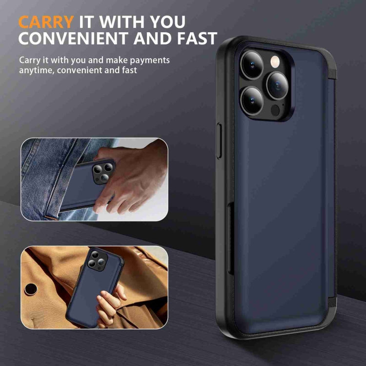 For iPhone 15 Pro 3 in 1 Flip Holder Phone Case(Royal Blue) - HoMEdemic™ 
