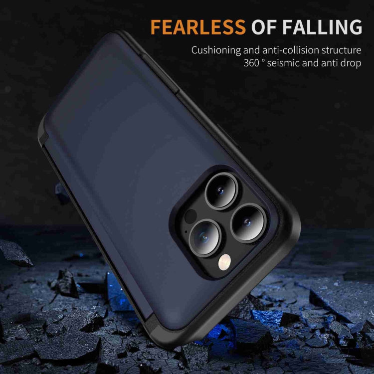 For iPhone 15 Pro 3 in 1 Flip Holder Phone Case(Royal Blue) - HoMEdemic™ 
