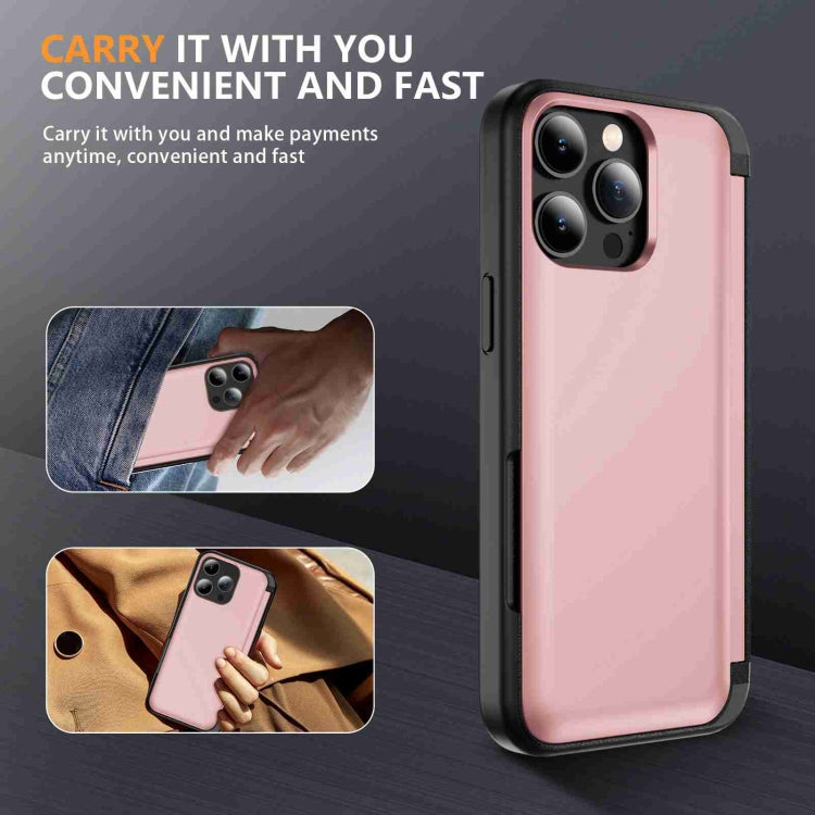 For iPhone 15 Pro 3 in 1 Flip Holder Phone Case(Pink) - HoMEdemic™ 