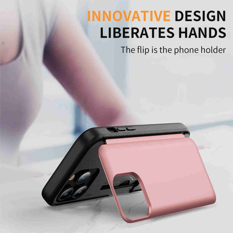 For iPhone 15 Pro 3 in 1 Flip Holder Phone Case(Pink) - HoMEdemic™ 