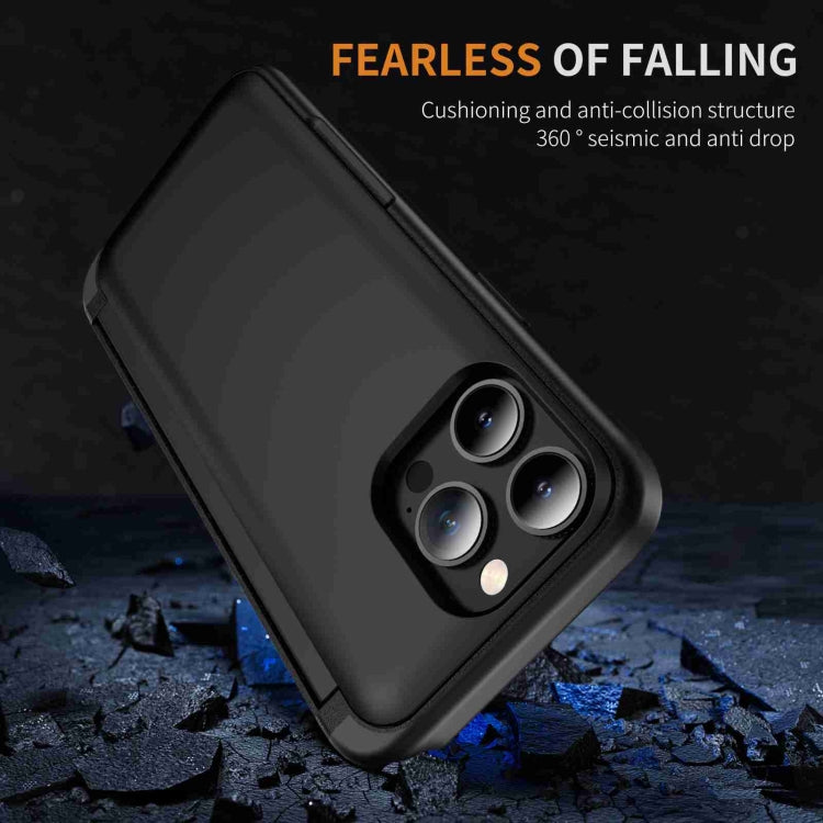For iPhone 15 Pro 3 in 1 Flip Holder Phone Case(Black) - HoMEdemic™ 