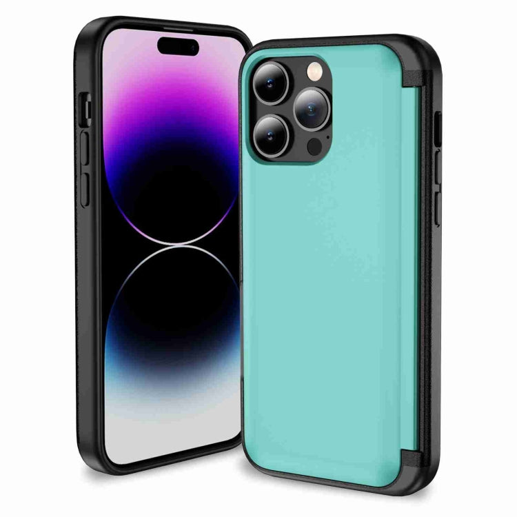 For iPhone 15 Pro 3 in 1 Flip Holder Phone Case(Cyan) - HoMEdemic™ 