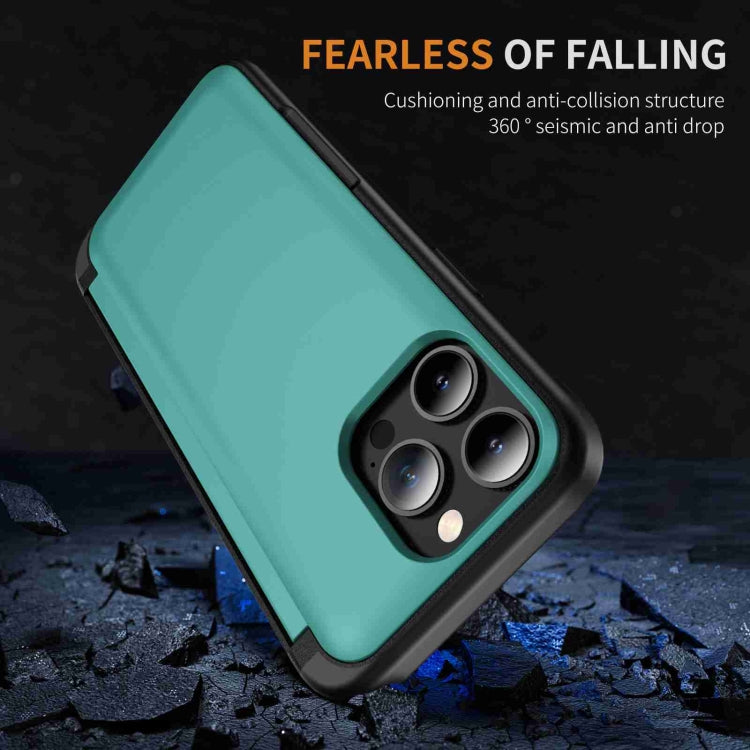For iPhone 15 Pro 3 in 1 Flip Holder Phone Case(Cyan) - HoMEdemic™ 
