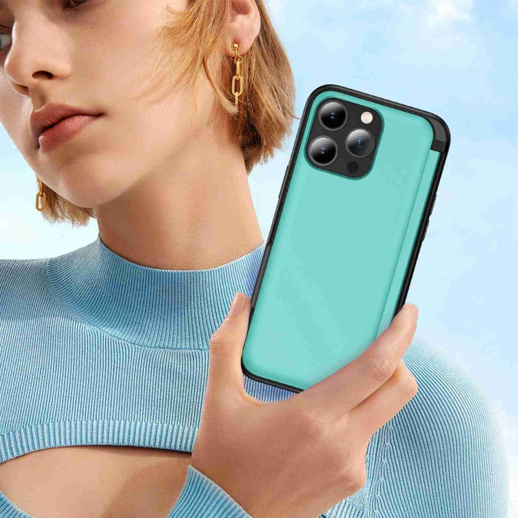 For iPhone 15 Pro 3 in 1 Flip Holder Phone Case(Cyan) - HoMEdemic™ 