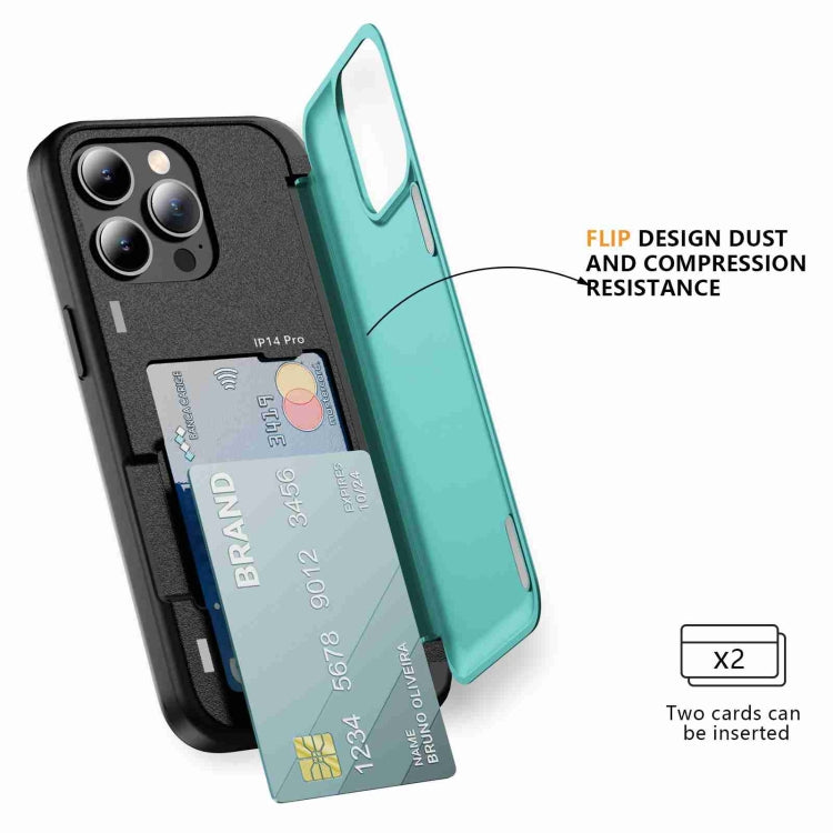 For iPhone 15 Pro 3 in 1 Flip Holder Phone Case(Cyan) - HoMEdemic™ 