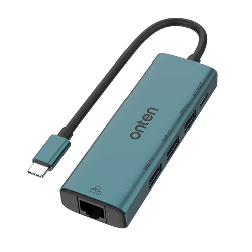 Onten UC121 5 in 1 USB-C / Type-C to USB 3.0 HUB with 5V Input & 100Mbps Network Card - HoMEdemic™ 