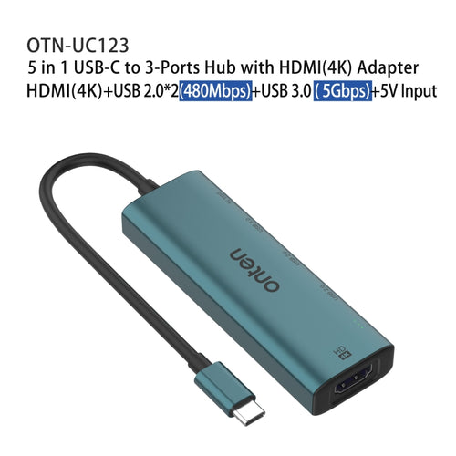 Onten UC123 5 in 1 USB-C / Type-C to HDMI + USB3.0 HUB Docking Station with 5V Input - HoMEdemic™ 