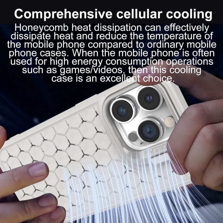 For iPhone 15 Pro Honeycomb Radiating Lens Holder Magsafe Phone Case(Grey) - HoMEdemic™ 