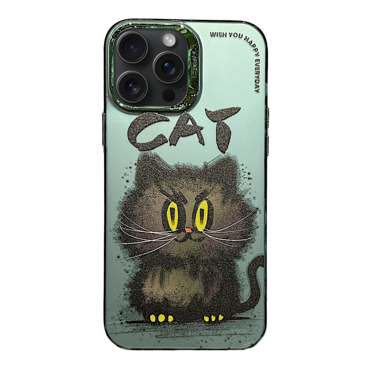 For iPhone 15 Pro Electroplated Lens Ring Cartoon Animal Phone Case(Cat) - HoMEdemic™ 
