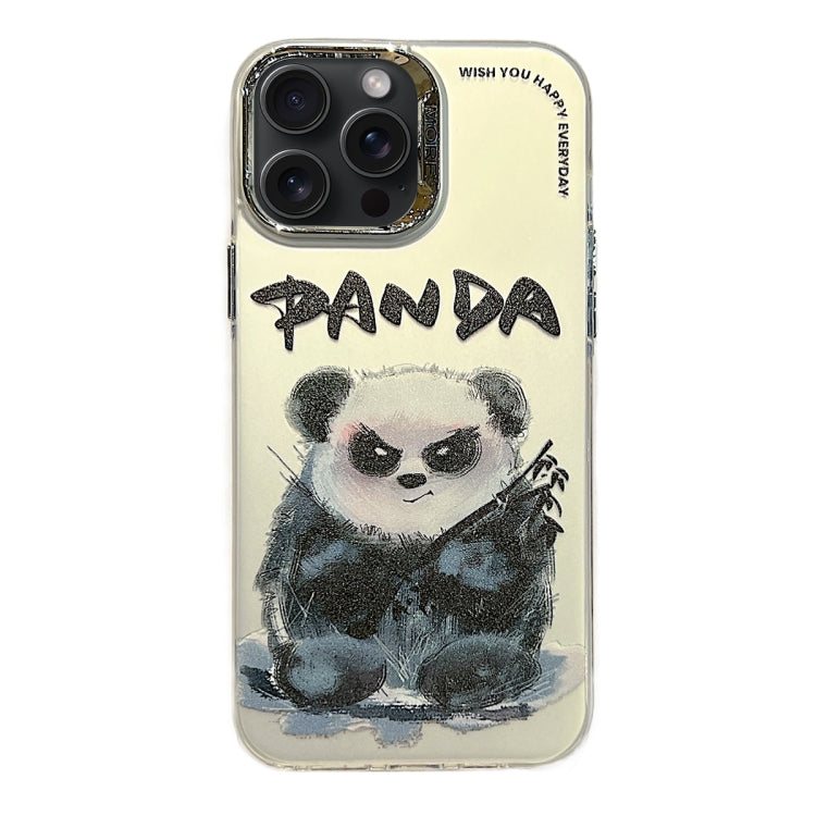 For iPhone 15 Pro Electroplated Lens Ring Cartoon Animal Phone Case(Panda) - HoMEdemic™ 
