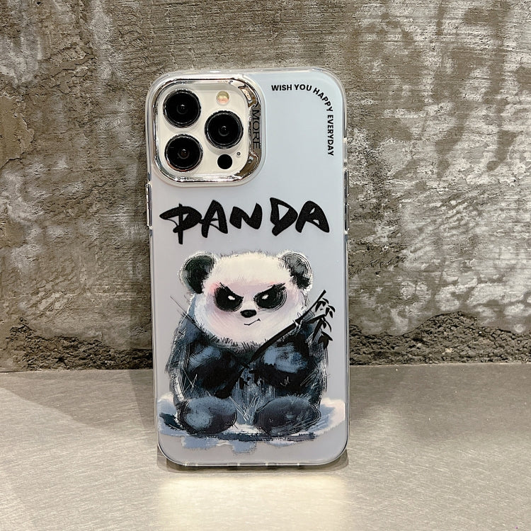 For iPhone 15 Pro Electroplated Lens Ring Cartoon Animal Phone Case(Panda) - HoMEdemic™ 
