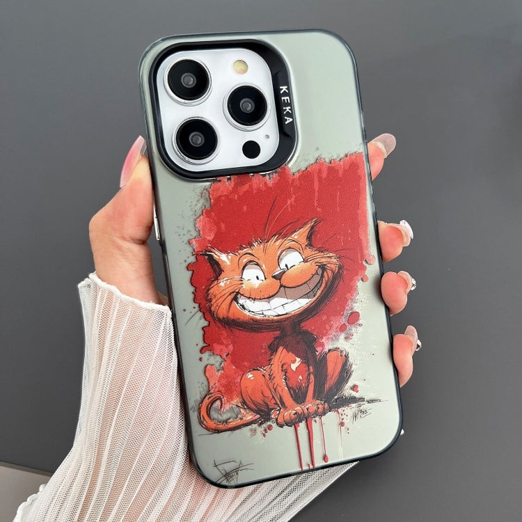 For iPhone 15 Pro Dual-sided IMD Animal Graffiti TPU + PC Phone Case(Grinning Cat) - HoMEdemic™ 
