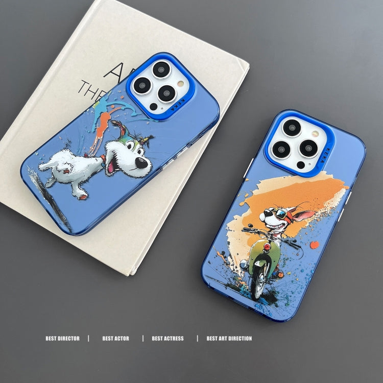 For iPhone 15 Pro Dual-sided IMD Animal Graffiti TPU + PC Phone Case(Fallen Dog) - HoMEdemic™ 