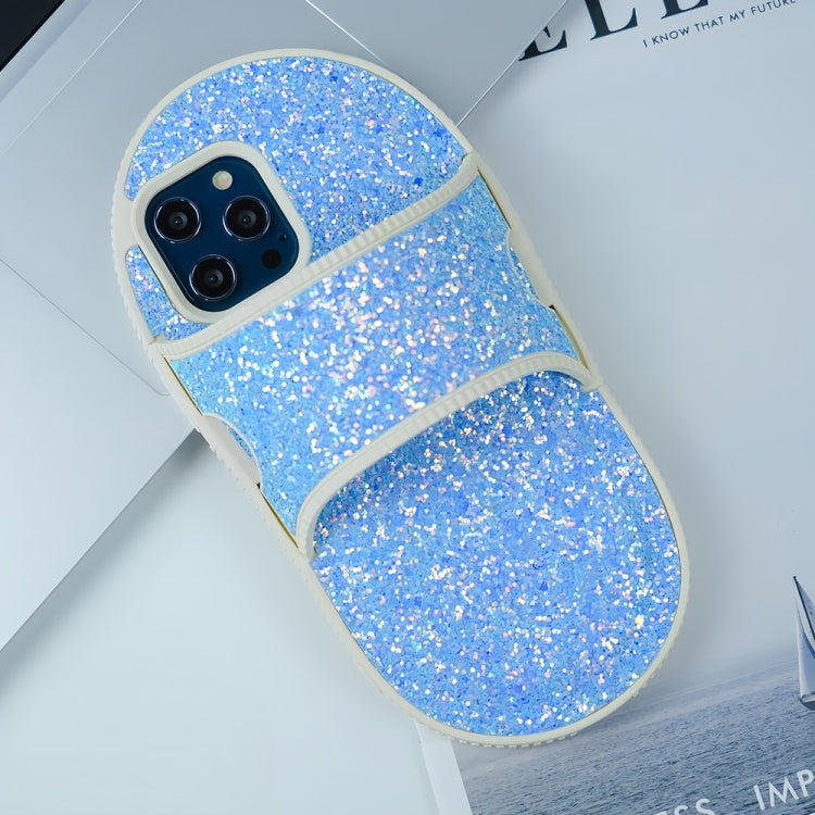 For iPhone 15 Pro Creative Glitter Slipper Design TPU Shockproof Phone Case(Blue) - HoMEdemic™ 