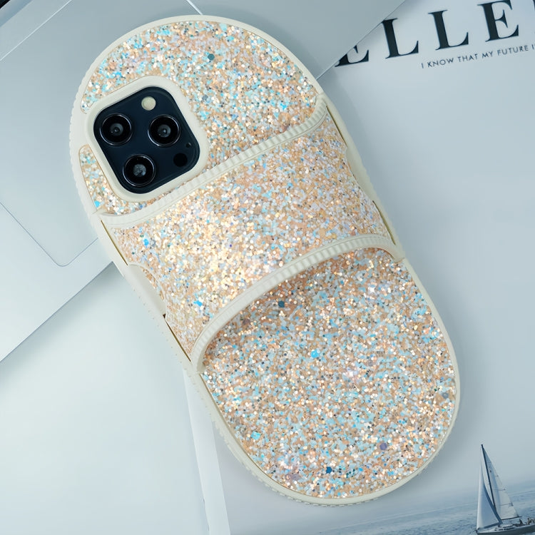For iPhone 15 Pro Creative Glitter Slipper Design TPU Shockproof Phone Case(Gold) - HoMEdemic™ 